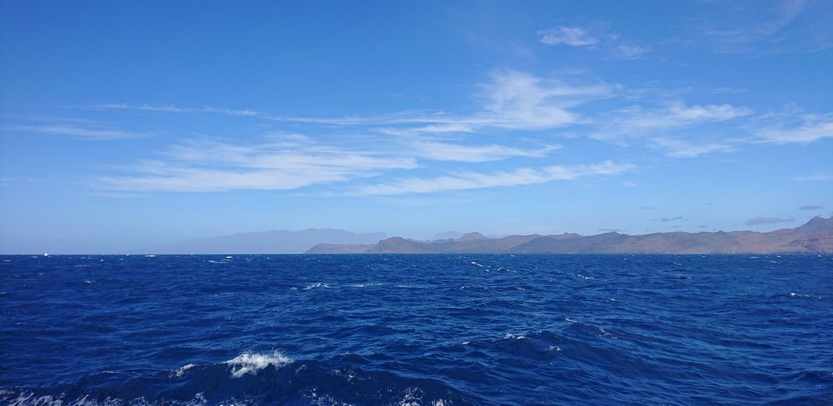 Land ahoy! The southern part of the island of Sao Vicente, Cape Verde Islands