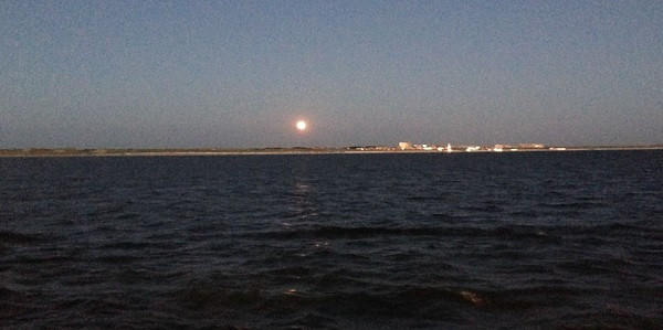The moon rising over Egmond aan Zee, we were so close to the beach we could almost wave to the weekend beach goers