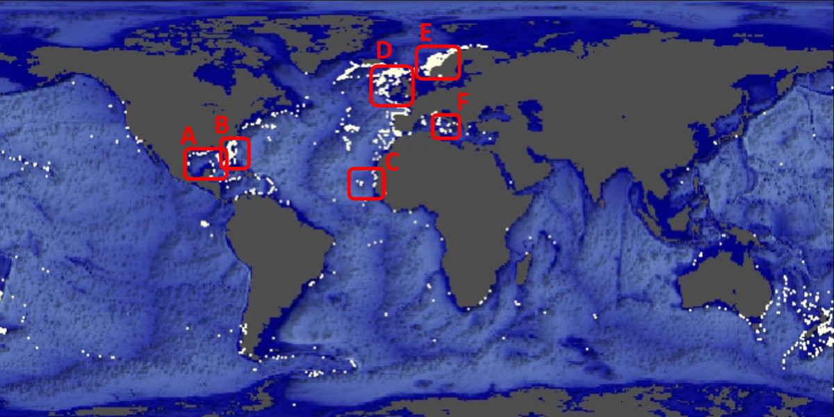 Coral communities based on the data base of UNEP. 