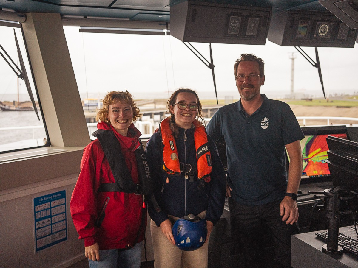 The captain of the Wim Wolff Maarten Stenneberg with the students Ayva and Maxi. Picture: Nico Remkes The captain of the Wim Wolff Maarten Stenneberg with the students Ayva and Maxi. Picture: Nico Remkes