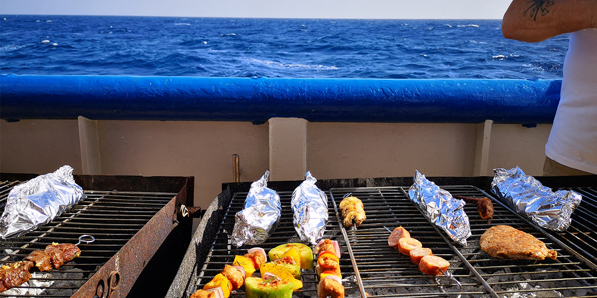 Perfect conditions for a BBQ on deck. Photo: Anne Mol