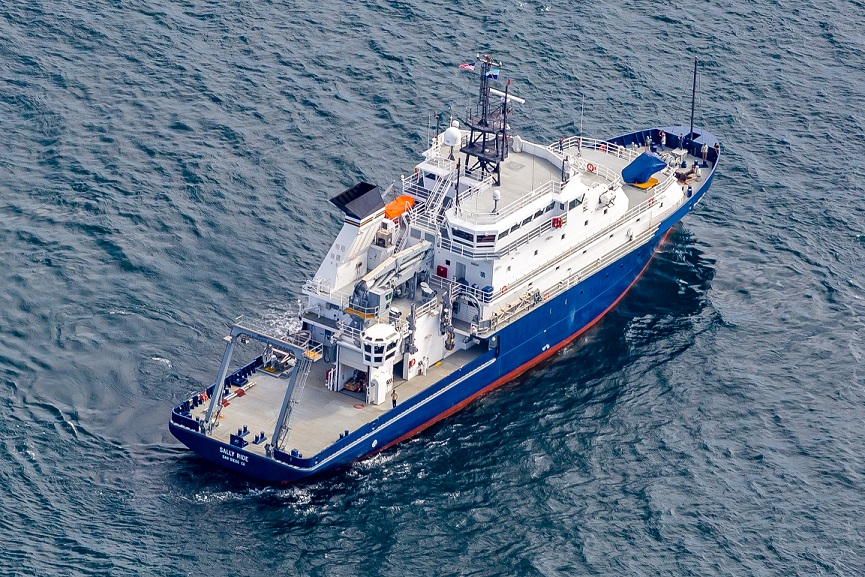 Aerial photo of research vessel Sally Ride. Copyright: 2016 Scripps Institution of Oceanography, UC San Diego