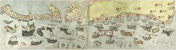 Plaice fishery by trawl nets off the coast of Holland and hook-and-line fishery further offshore. Koninklijke Bibliotheek