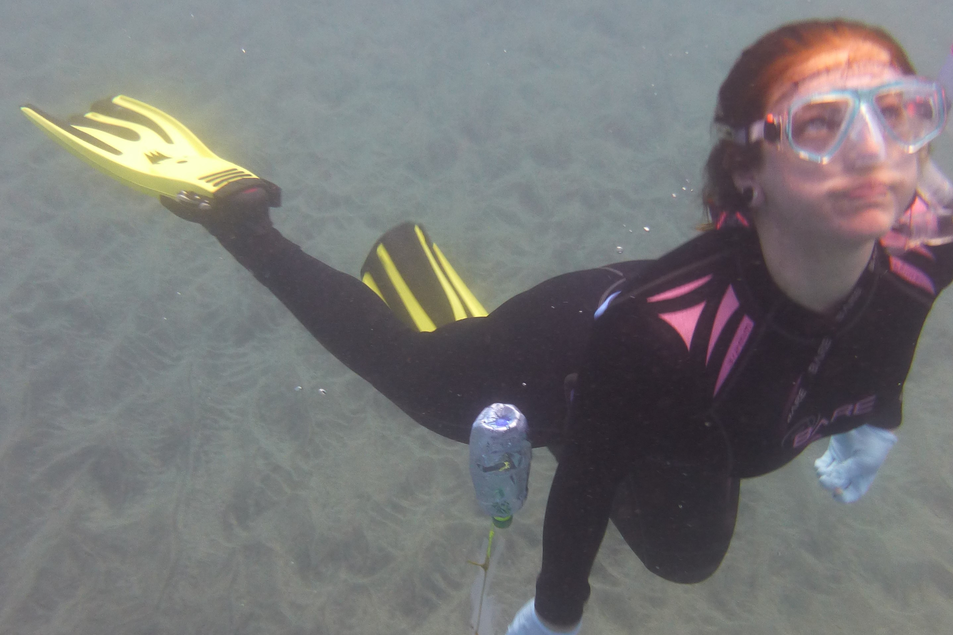 Snorkeling to collect plastic sample near Sint Eustatius