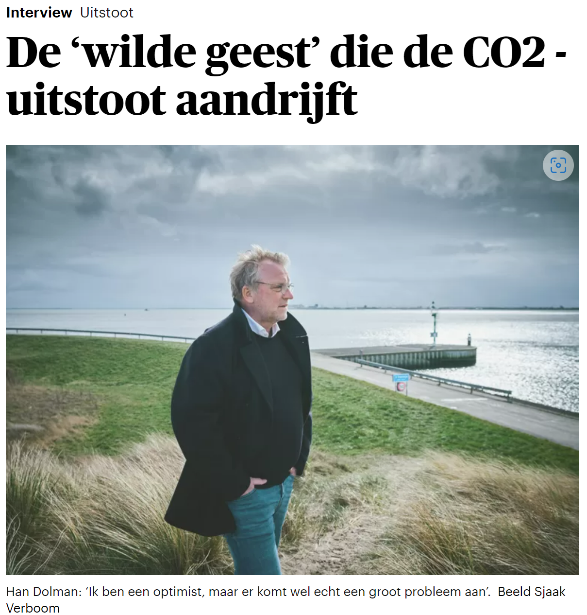 Link to interview with Han Dolman about his book in Dutch newspaper Trouw (15 March 2023). Picture by Sjaak Verboom for Trouw.