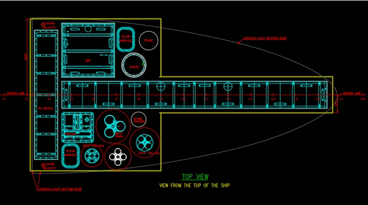 Technical drawing of the gondola