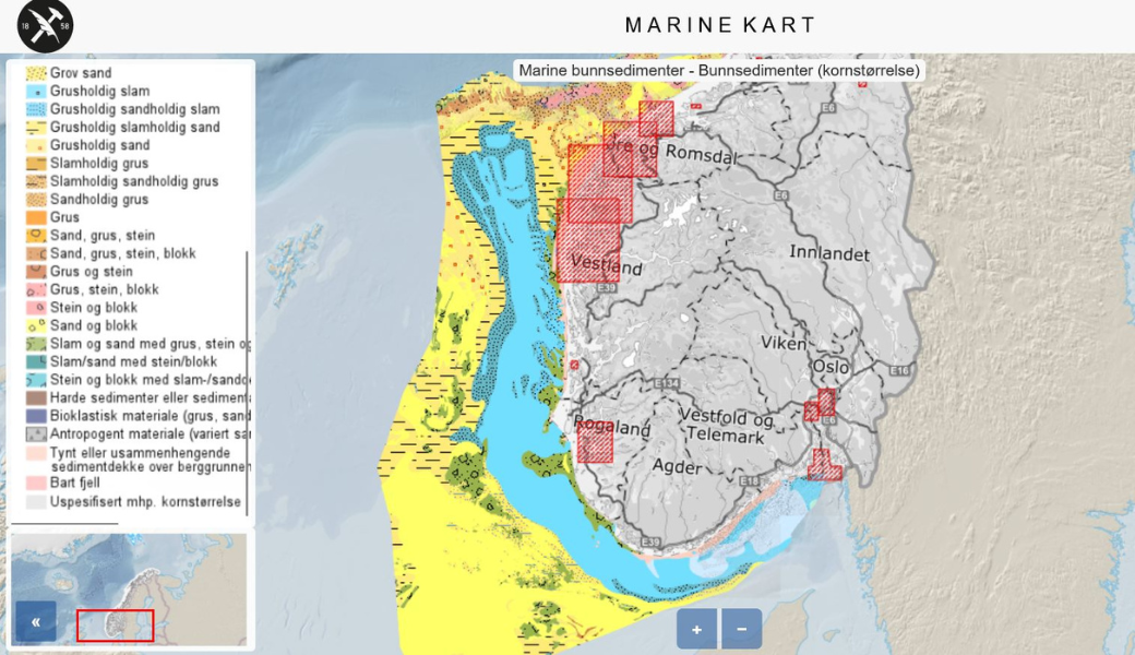 Map of bottom sediment