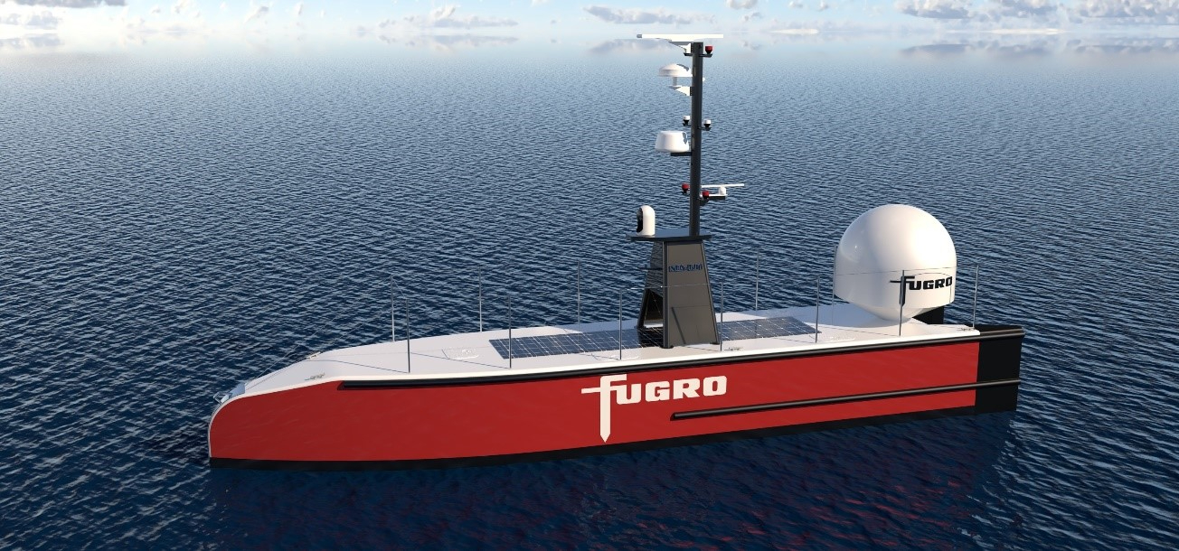 Impression of the USV (uncrewed surface vehicle) which will be deployed with sensors. Illustration by Fugro
