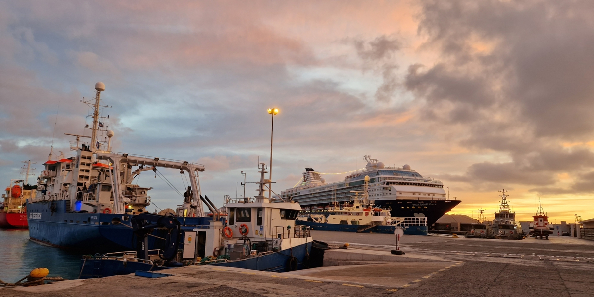 RV Pelagia docked in the harbour of Mindelo, Sao Vicente