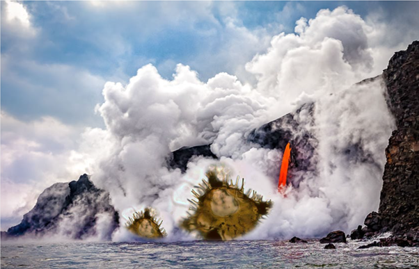 Cartoon showing dinocysts being fried by lavastreams – like it was the PETM in the Norwegian Sea Cartoon showing dinocysts being fried by lavastreams – like it was the PETM in the Norwegian Sea