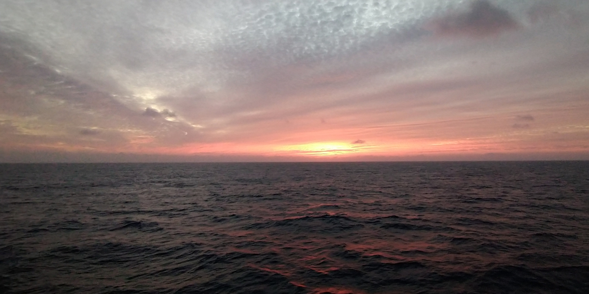 Sunrise over the equatorial northeast Atlantic Ocean