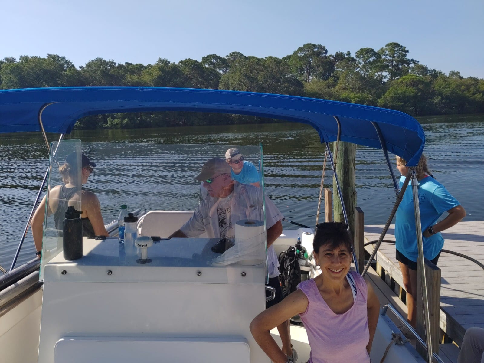 Loading the boat for our first day on the water (from left to right: Sanne Haima, dr. Gregg Brooks, Vince Shonka, dr. Francesca Sangiorgi and Jodi)