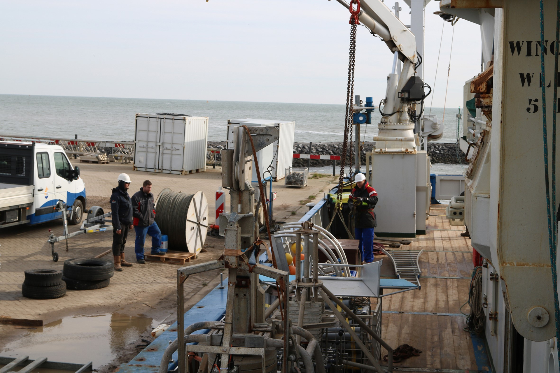 Loading the boat with scientific equipment for sampling, photo: NIOZ