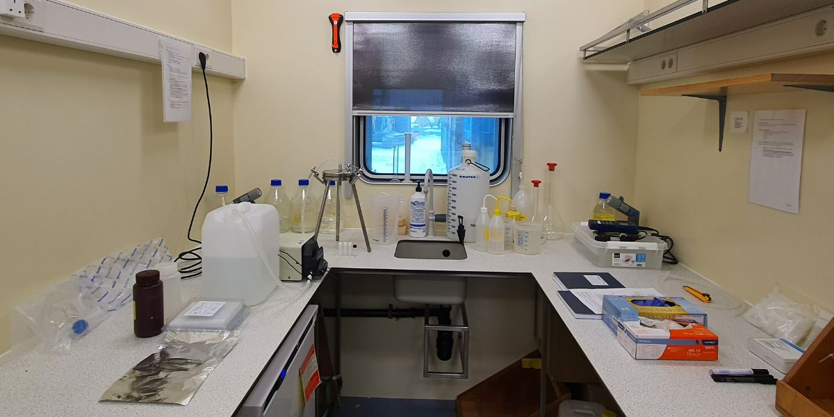 Lab Faith, all set up and ready for sample processing. Photo: Swan Sow