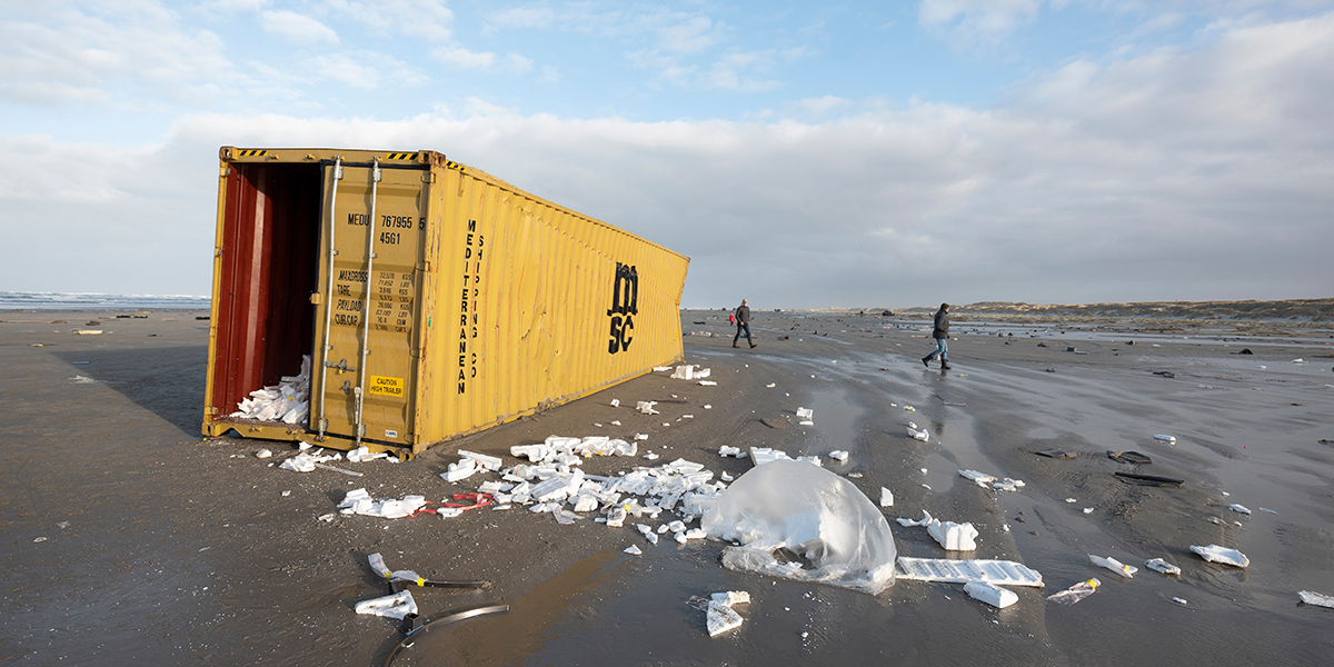 January 2019, Terschelling The Netherlands. One of the at least 345 lost containers of the MSC Zoe. Photo: Marieke Feenstra 