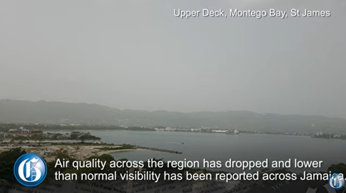 Hazy skies on Jamaica on 22 June (image from Jamaica-gleaner.com)