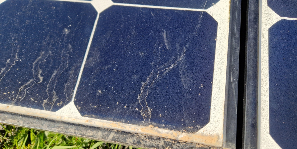 Traces of dust on a solar panel