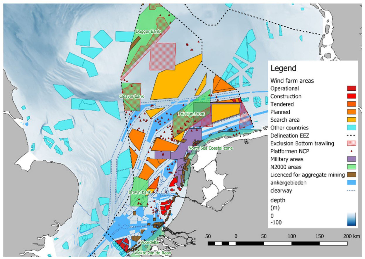 Een grafische weergave van de windmolen-arena's. Graph of wind farm arenas.