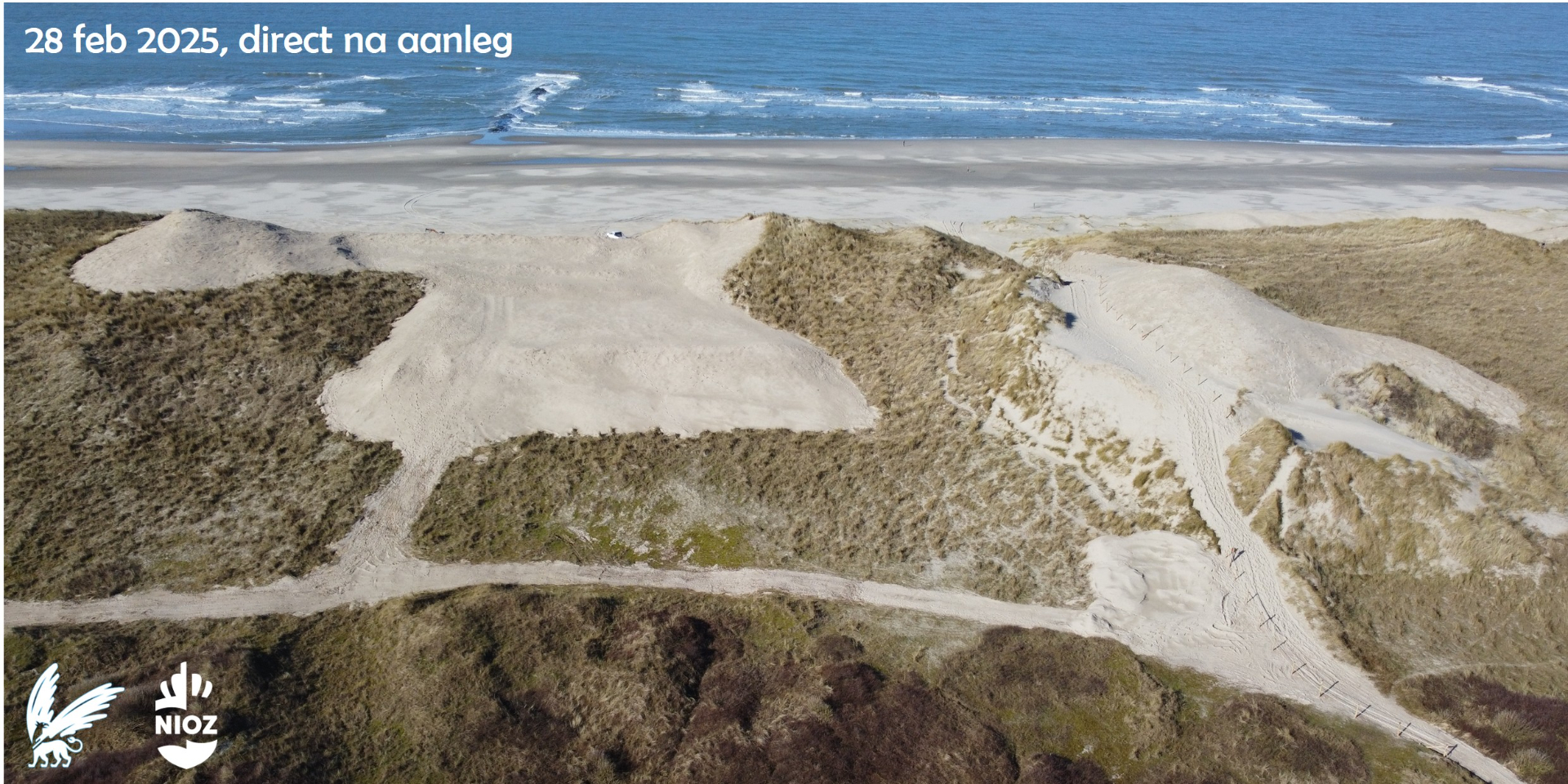 Drone foto van de kerf, kijkrichting naar het Westen, net na de aanleg van de kerf.