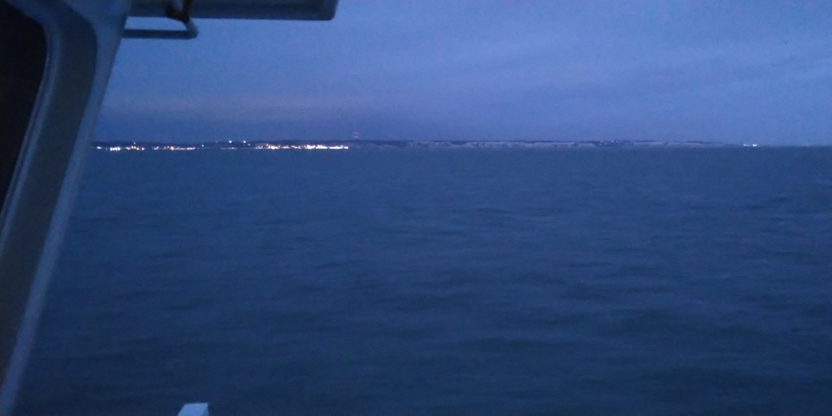The famous white cliffs of Dover at sunrise