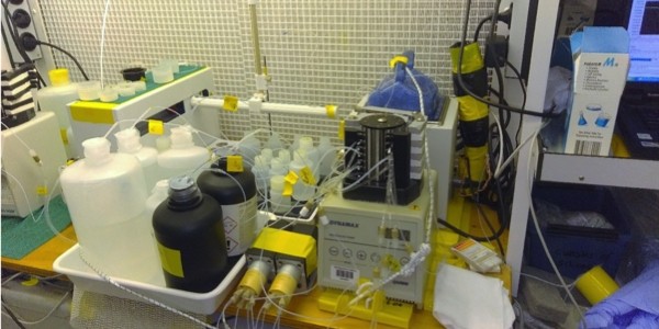 The calibration of the flow injection system inside of the container.