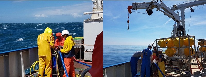 Benthic work for the SANDBOX project, on board of the RV Pelagia in June 2017 (pictures Karline Soetaert).