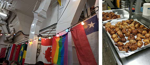 The Dutch and Canadian flags during New Year's Eve celebrations and home made oliebollen.