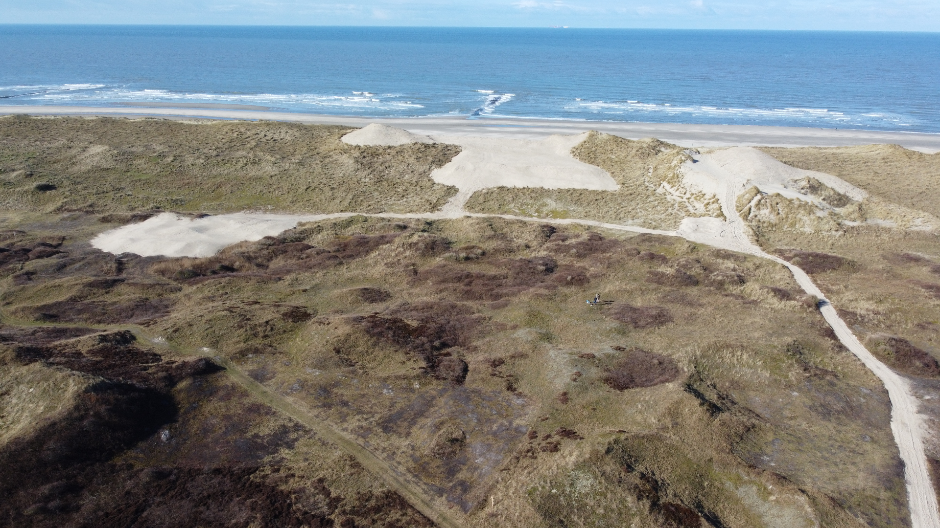 Overzichtsfoto van het gebied rond Paadje14, gemaakt op 28 februari 2025. In het midden is de net aangelegde kerf goed te zien.