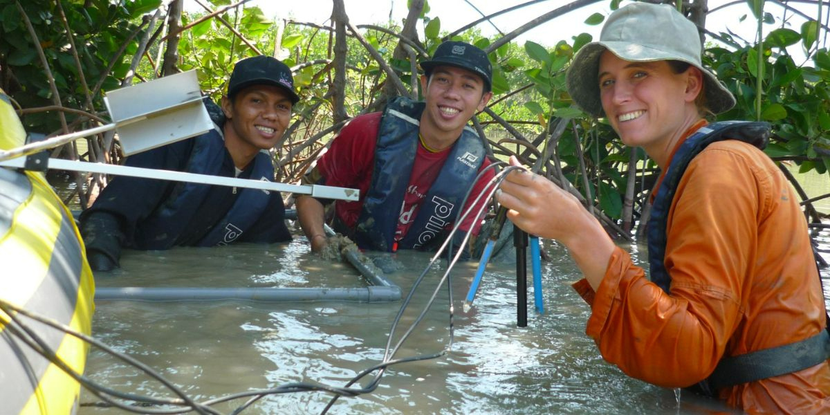 Fieldwork between the mangroves in Indonesia. Photo: Celine van Bijsterveldt