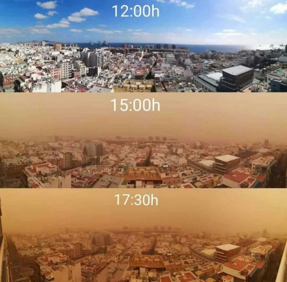 Dusty view on Tenerife (from severe weather Europe website)