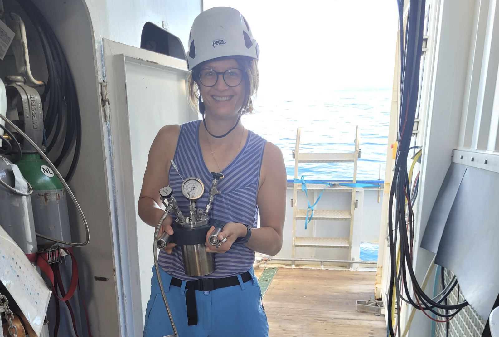 Me (Martina) and my reactor, ready for pressure (photo: Andreas Beinlich).