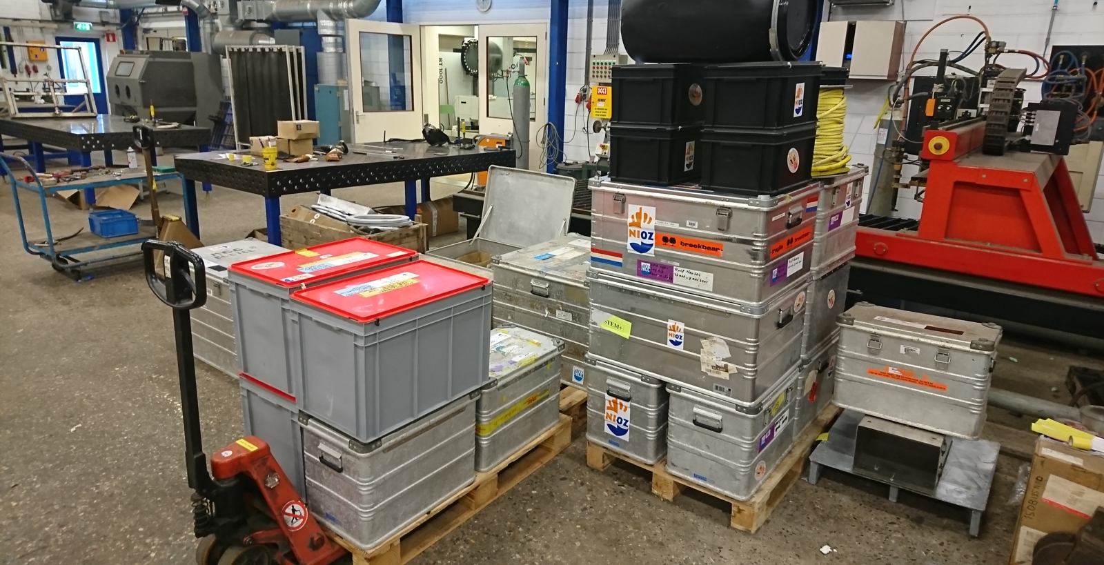 Boxes of equipment and lab materials that we'll need during the cruise. Boxes of equipment and lab materials that we'll need during the cruise.
