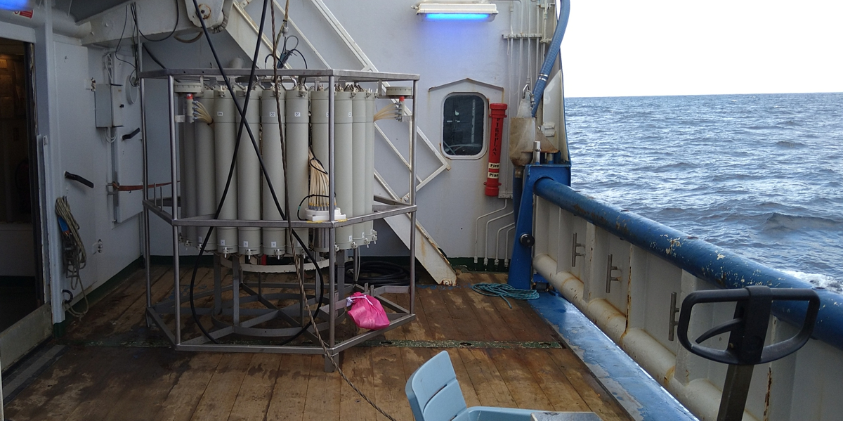 The CTD rosette standing on deck