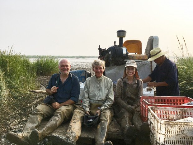 Tom, me and Dunia after work on intertidal flats near Shanghai