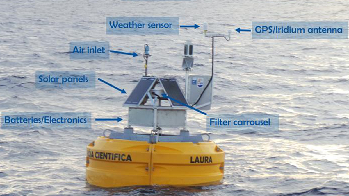 One of the dust-collecting surface buoys developed by NIOZ technicians.