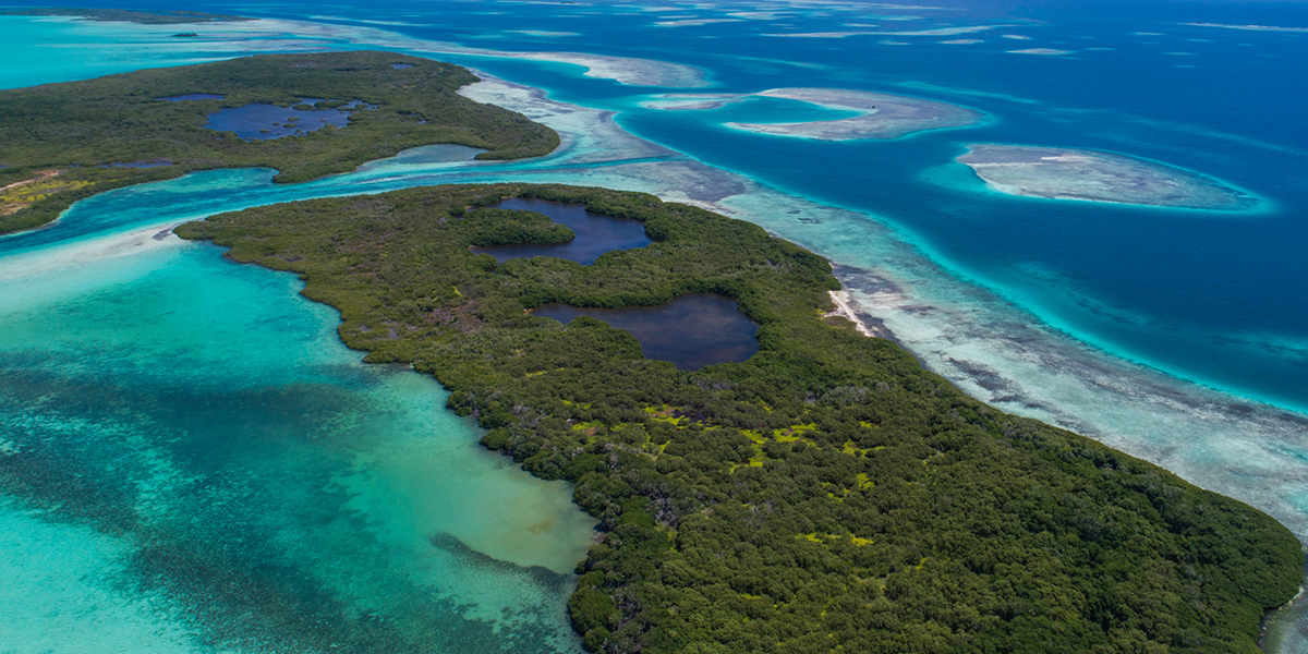 Ariel view Caribbean area. Photo: Blue Water