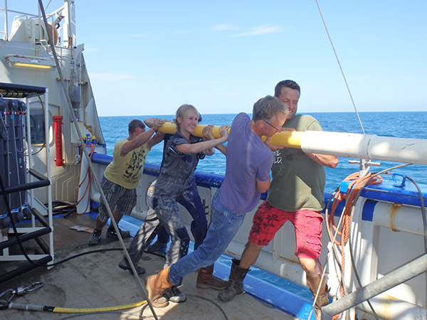 Recovery of a core on the Black Sea