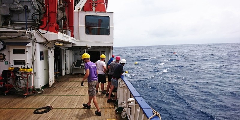 These are the floats that we were searching for: yellow benthos balls and an orange smartie carrying the rest of the mooring. Eagle-eyed Adrian was the first to spot them.