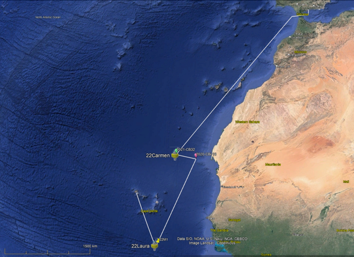 Planned cruise track of RV Pelagia expedition 64PE514 (click image for Pelagia's current position)