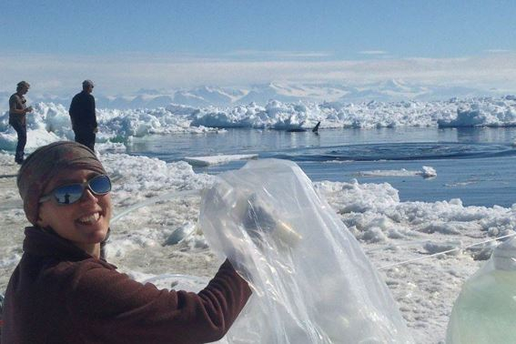 Weekly sea ice water column sampling, Photo: Dalhousie University