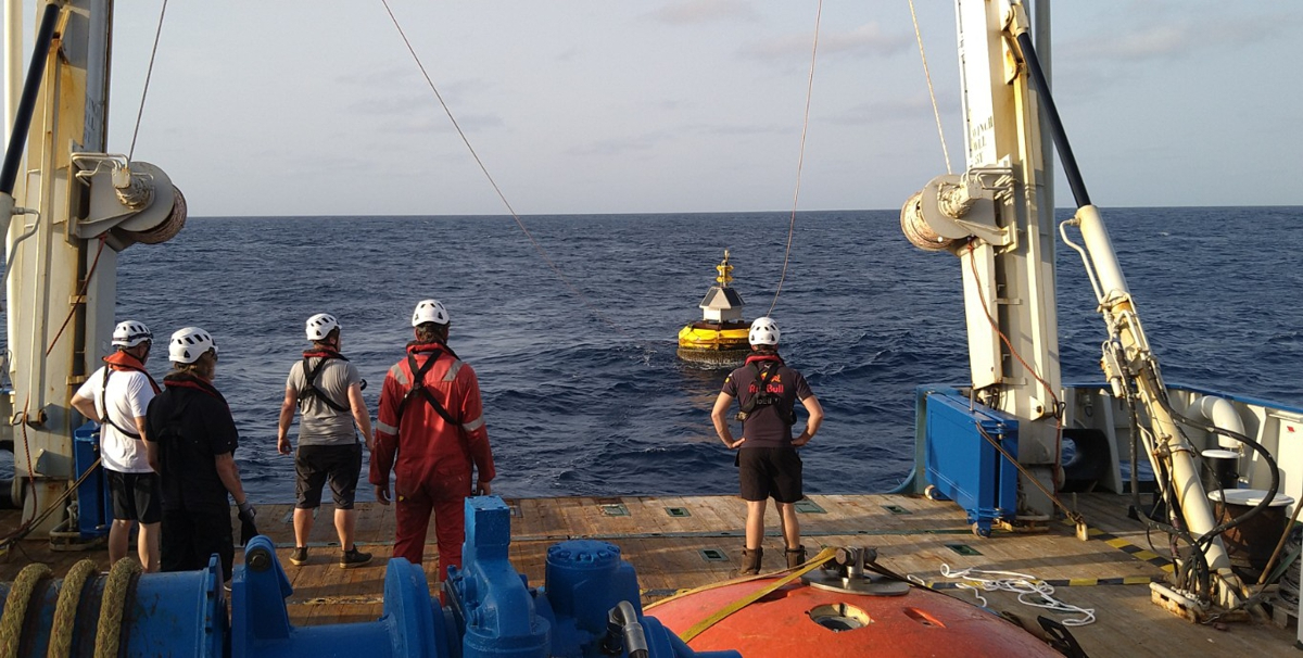 Buoy Laura is slowly dragged towards the ship