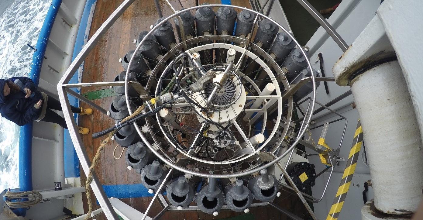 CTD frame on deck of RV Pelagia