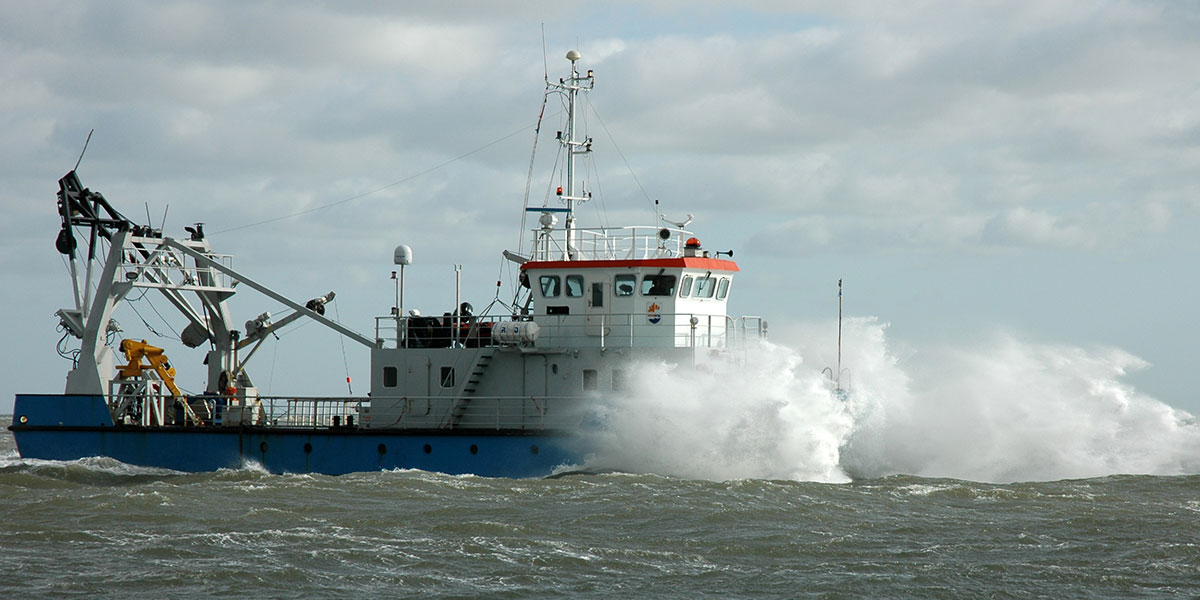 RV Navicula on the Wadden Sea.