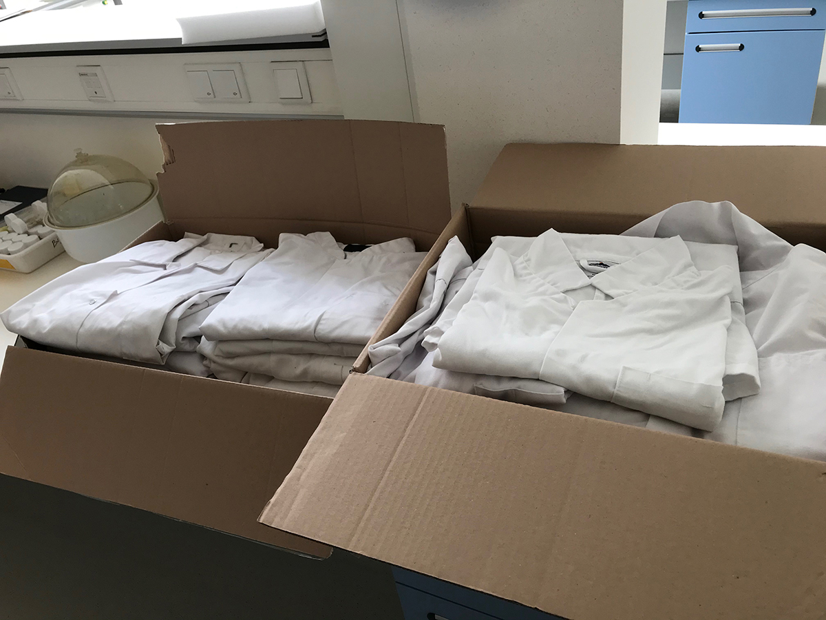 Lab coats were brought to the assembly point on Texel