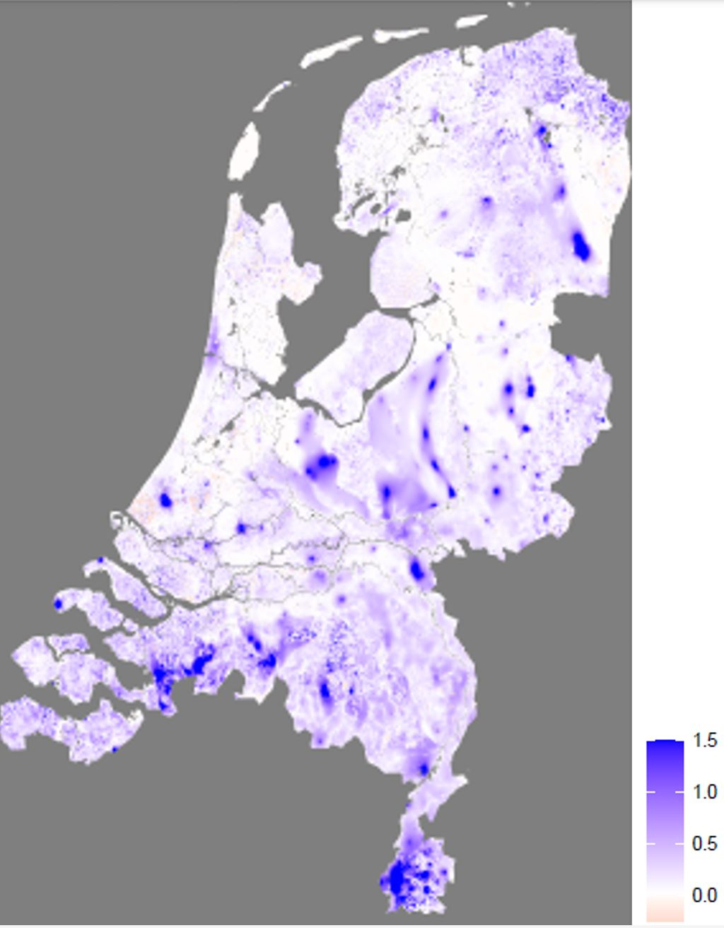 Invloed van aanpassingen in land gebruik en watermanagement op de grondwaterstanden in Nederland gegevens in meters ten opzichte van het huidige systeem.
