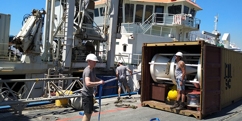 Our equipment, including sediment traps that collect sinking particles, arriving in Cape Town