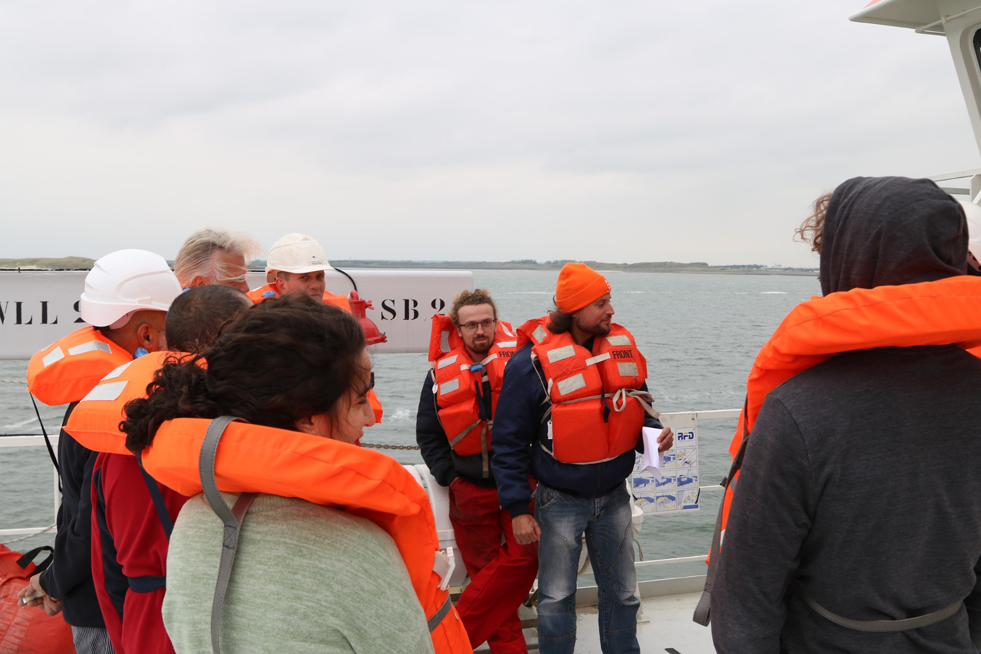 Safety drill at the muster station, photo NIOZ