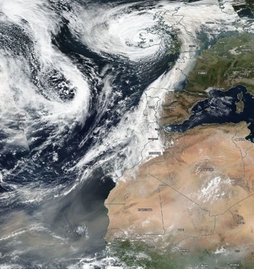 Satellite image (© NASA) of 16 October 2017 showing cyclone Ophelia