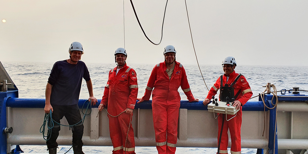 3) Part of the excellent crew helping to make this cruise a success (from left to right: Jacco, Martin, Cor (bosun) and Norbetto). 3) Part of the excellent crew helping to make this cruise a success (from left to right: Jacco, Martin, Cor (bosun) and Norbetto).