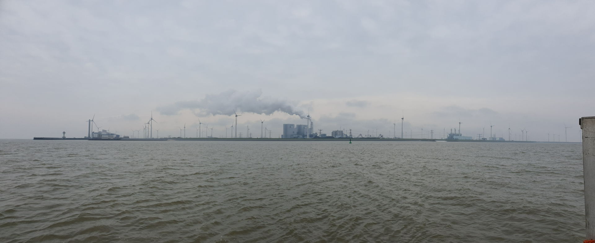View of Eemshavens industry from the Wadden Sea.